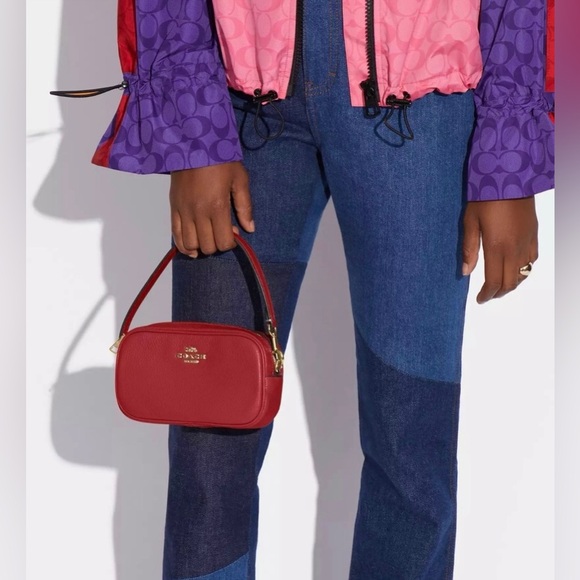 NWOT Coach Leather Jamie Wristlet Bag Red With Logo MSRP $178 - Picture 2 of 5